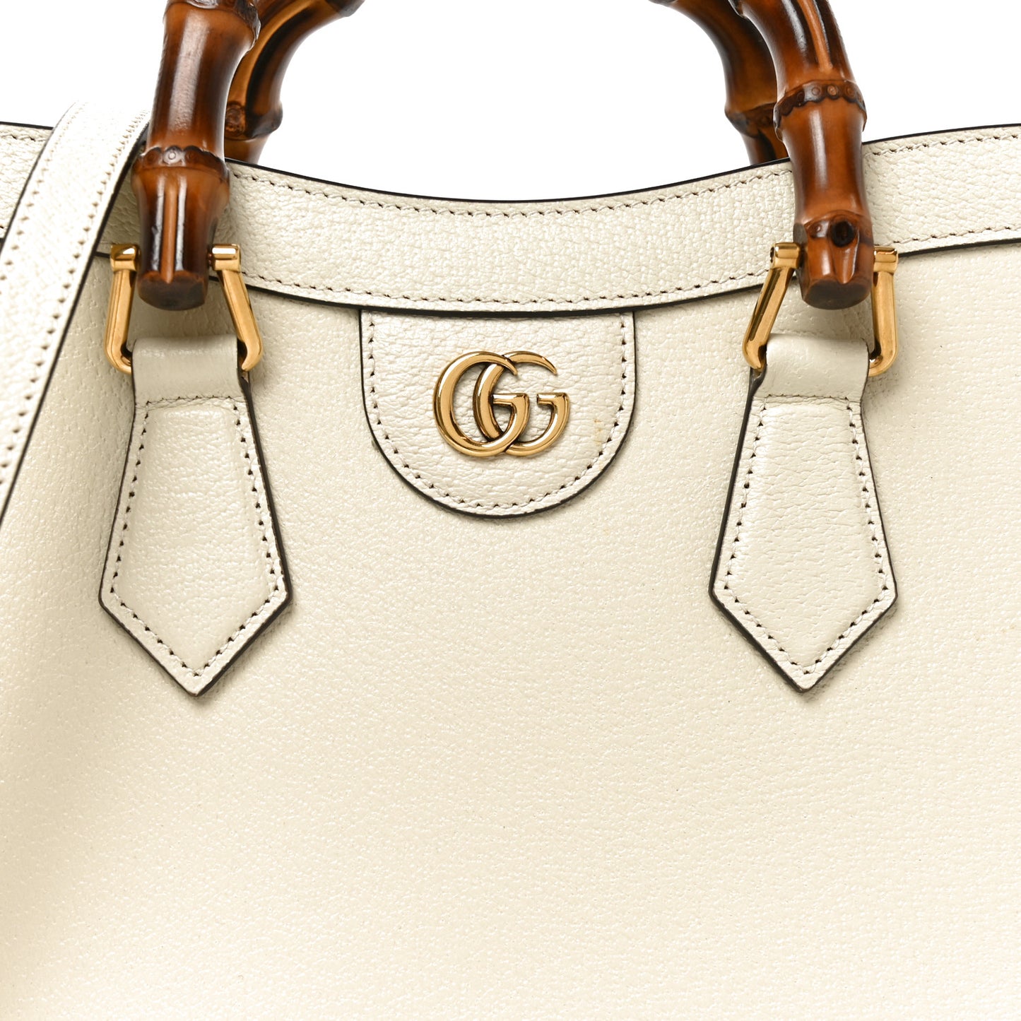 Textured Dollar Calfskin Web Small Diana Tote Bag Mystic White