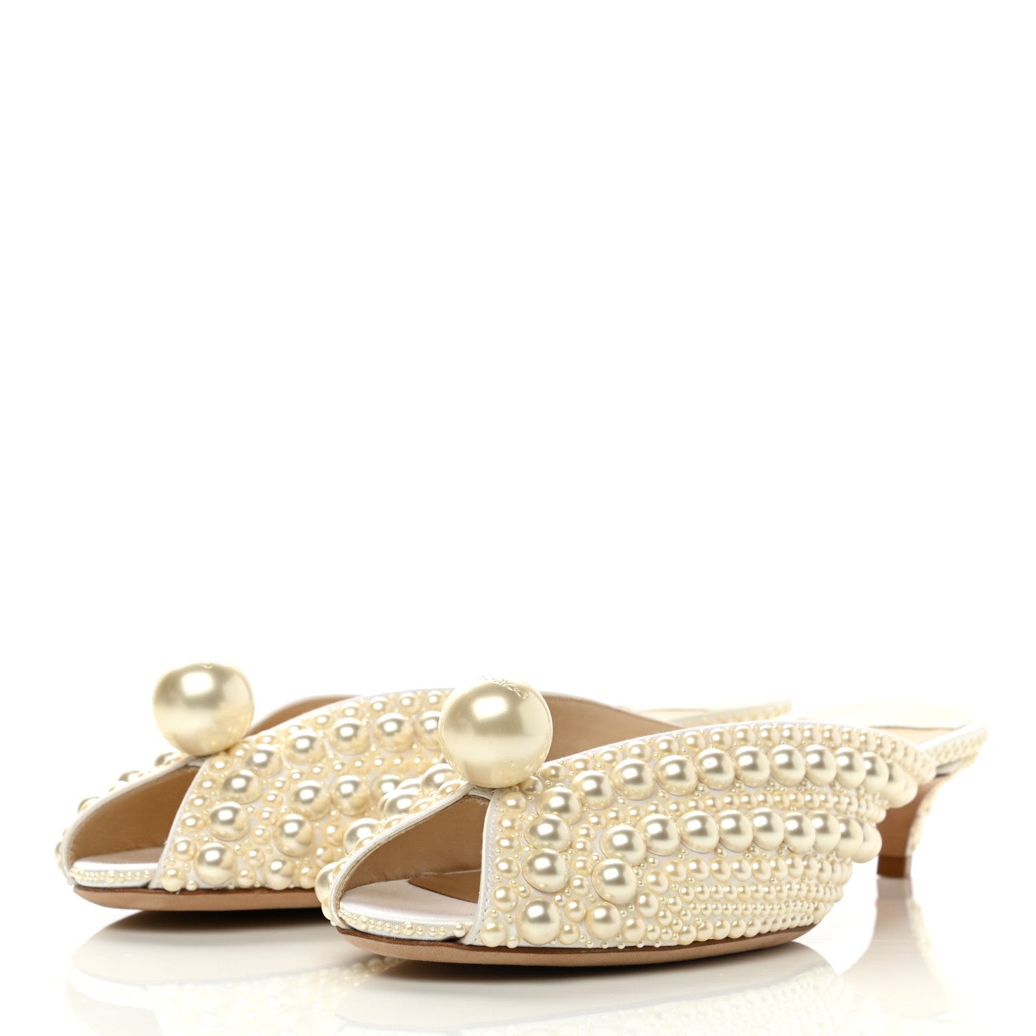 Jimmy Choo Satin Samantha Pearl Mules 37.5 White 3 of 9