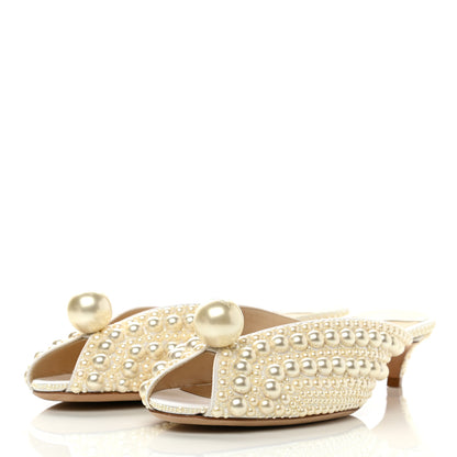 Jimmy Choo Satin Samantha Pearl Mules 37.5 White 3 of 9