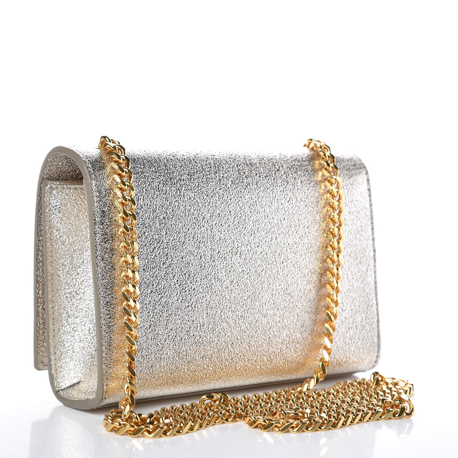 Saint Laurent Metallic Calfskin Small Classic Monogram Kate Satchel Pale Gold 3 of 8