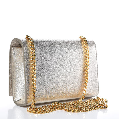 Saint Laurent Metallic Calfskin Small Classic Monogram Kate Satchel Pale Gold 3 of 8