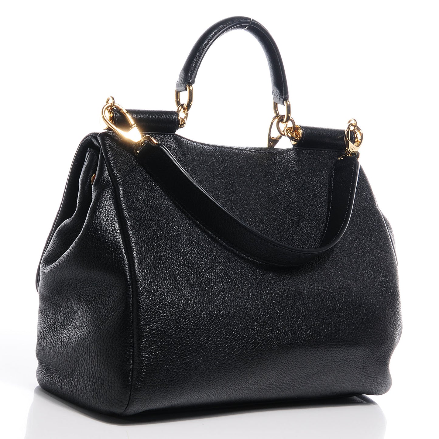 Grained Deerskin Medium Miss Sicily Satchel Black