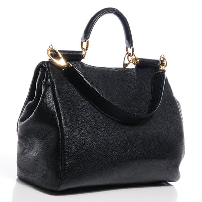 Dolce & Gabbana Grained Deerskin Medium Miss Sicily Satchel Black 3 of 11