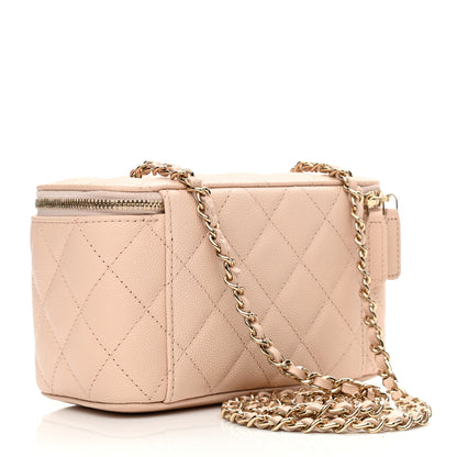 Chanel Caviar Quilted Small Vanity Case With Chain Light Beige 3 of 12
