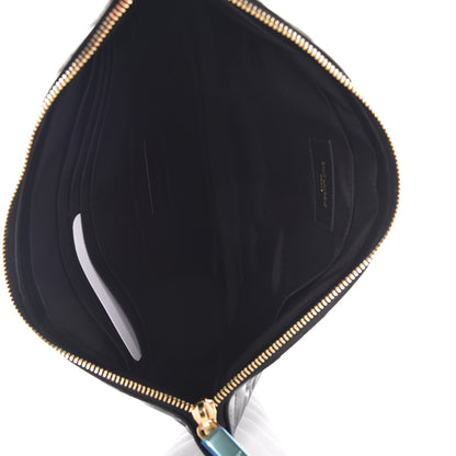 Saint Laurent Calfskin Matelasse Chevron Monogram Zip A4 Pouch Black 5 of 8
