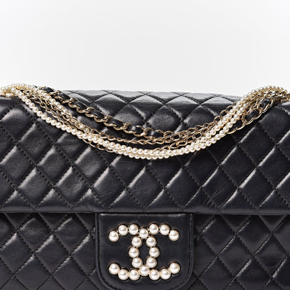 Chanel Lambskin Quilted Medium Westminster Pearl Flap Black 10 of 12