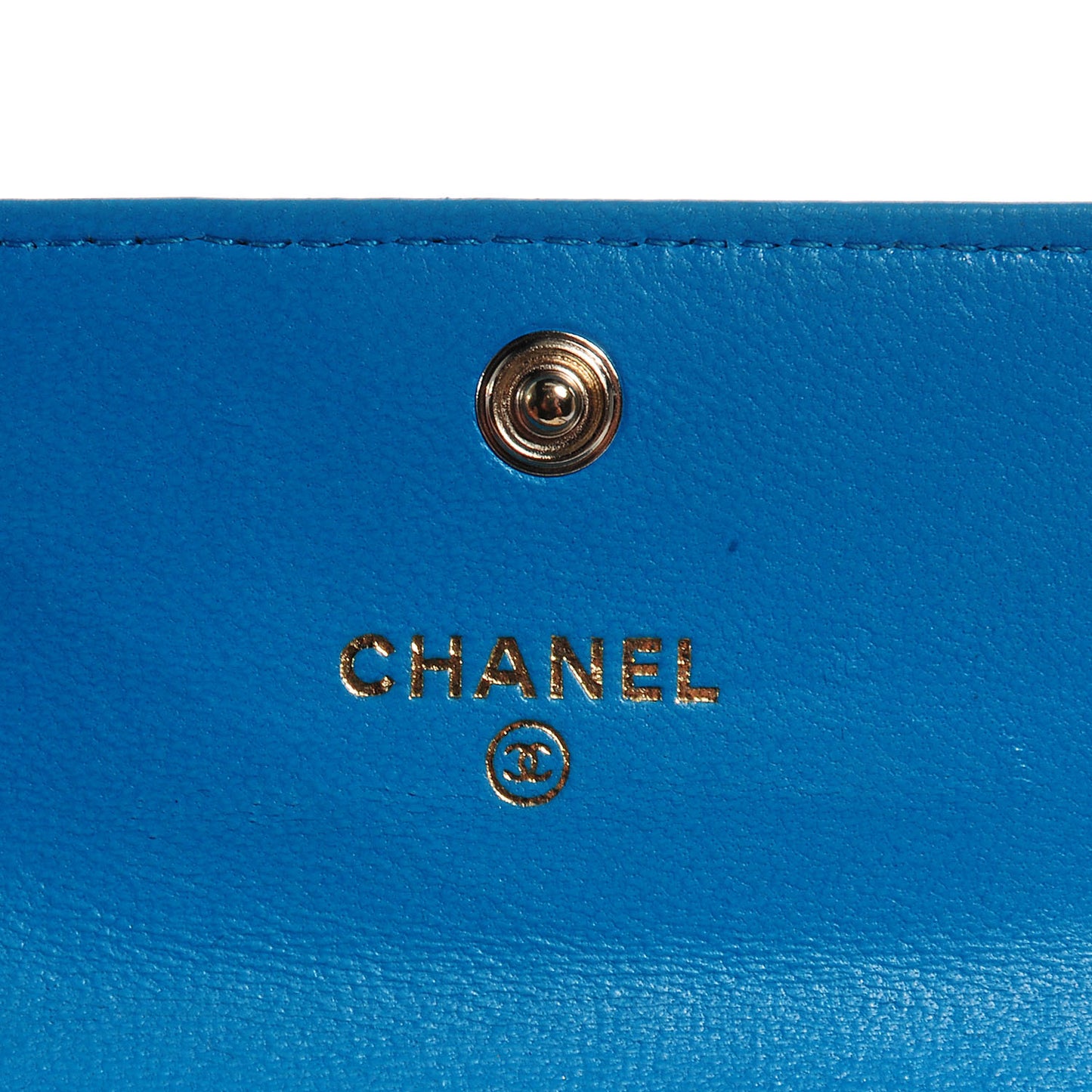 Lambskin Camellia Card Holder Turquoise