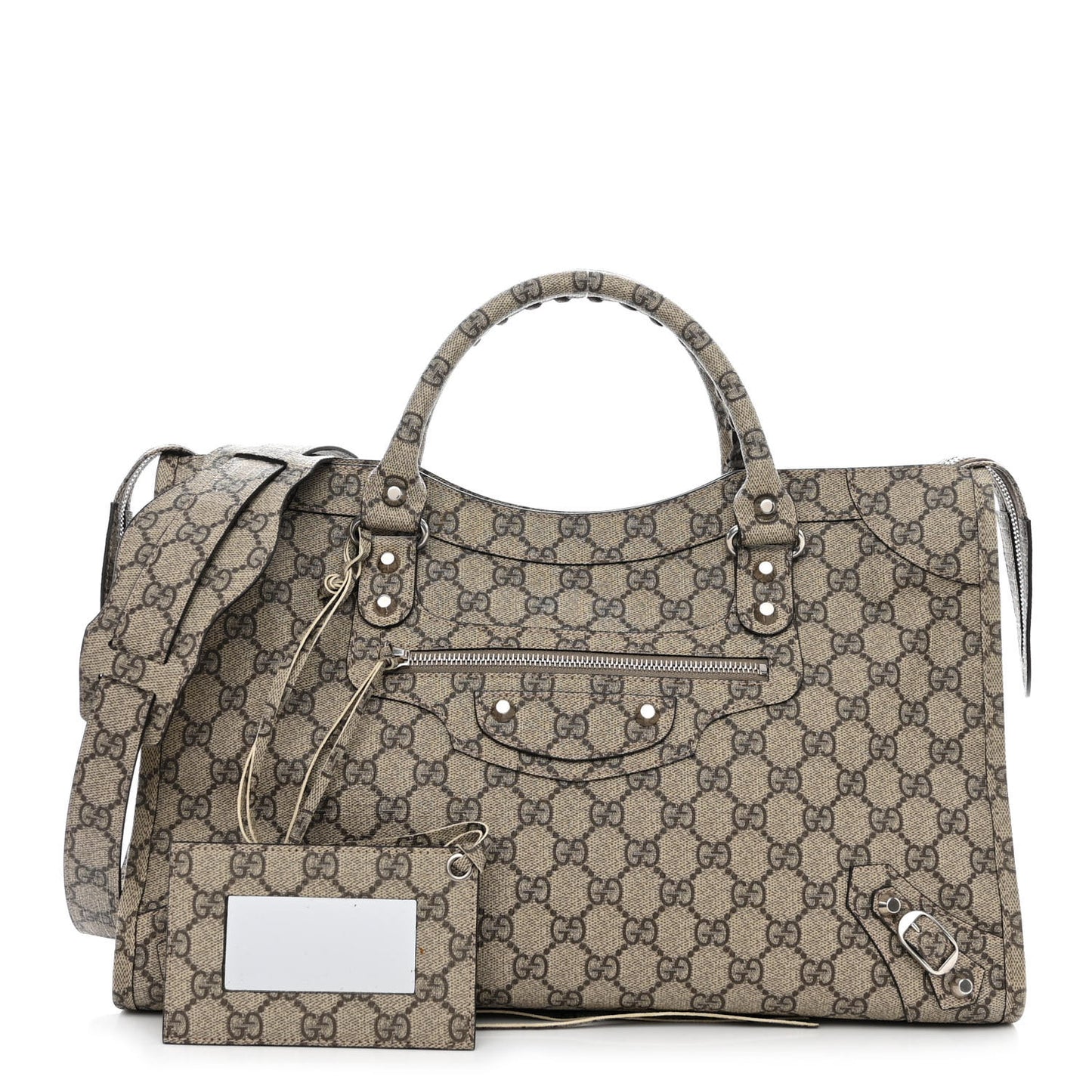 X GUCCI GG Supreme Monogram Neo Classic Silver Hardware City Beige Ebony