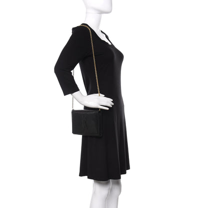 Saint Laurent Textured Patent Belle de Jour Chain Clutch Black 2 of 16