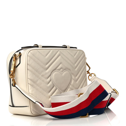 Gucci Calfskin Matelasse Sylvie Web Small GG Marmont Top Handle Shoulder Bag White 2 of 10