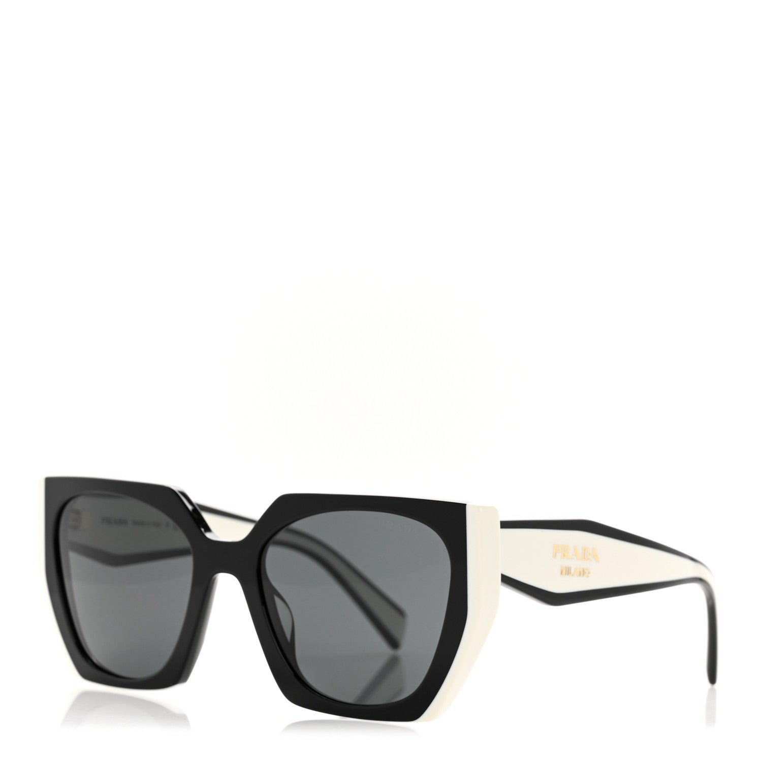Prada Acetate Sunglasses SPR 15W Black White 1 of 8