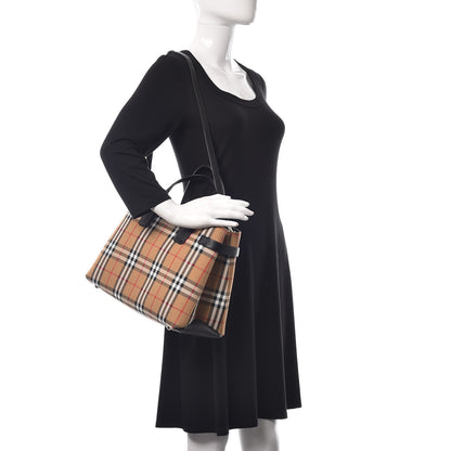 Burberry Goatskin Vintage Check Medium Banner Tote Black 3 of 11