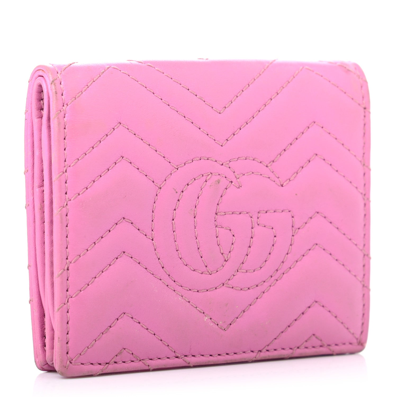 Gucci Calfskin Matelasse GG Marmont Card Case Candy Mousse 3 of 7