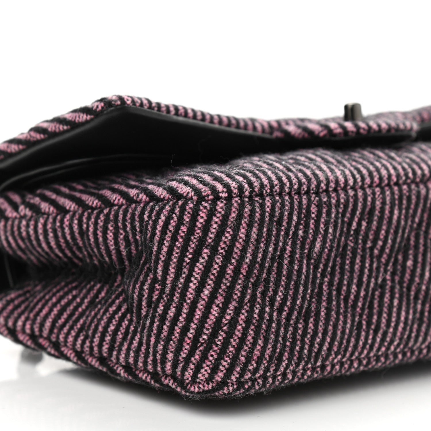 Chanel Wool Tweed Quilted Medium Double Flap Pink Black 9 of 12