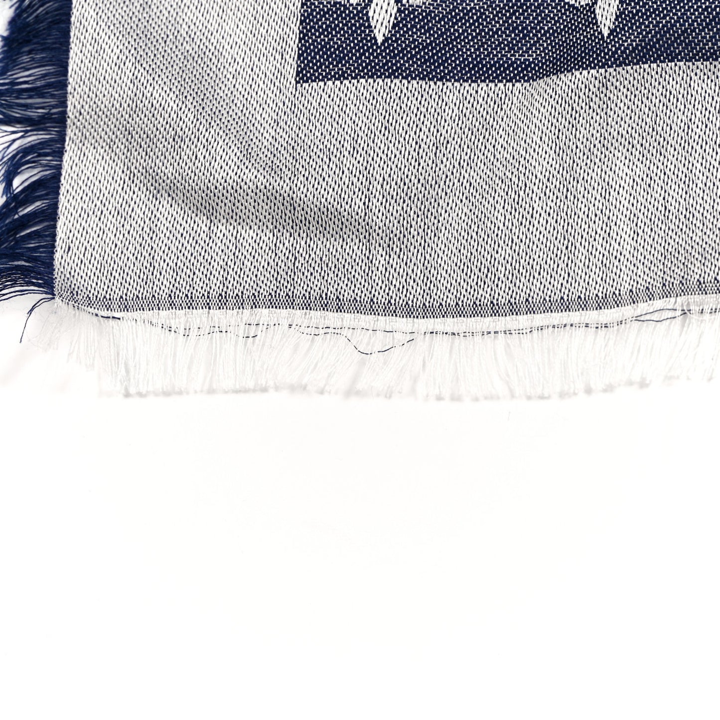 Silk Wool Monogram Denim Shawl Blue Clair