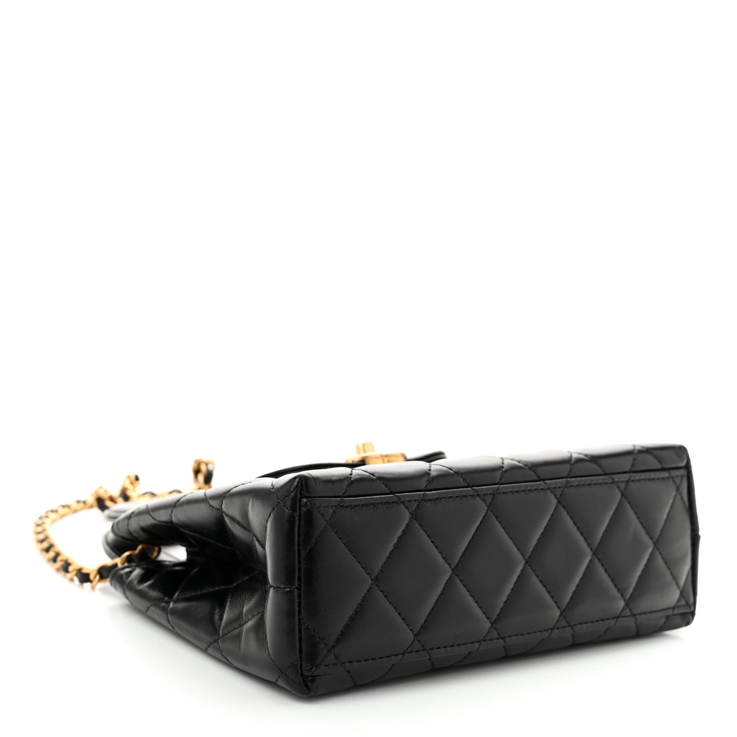 Chanel Shiny Aged Calfskin Quilted Nano Kelly Shopper Black 4 of 11
