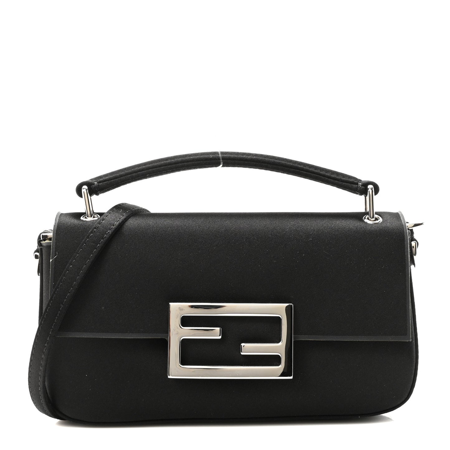 Silk Satin Phone Baguette Black