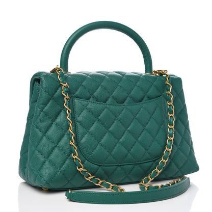 Chanel Caviar Quilted Small Coco Handle Flap Green 3 of 9