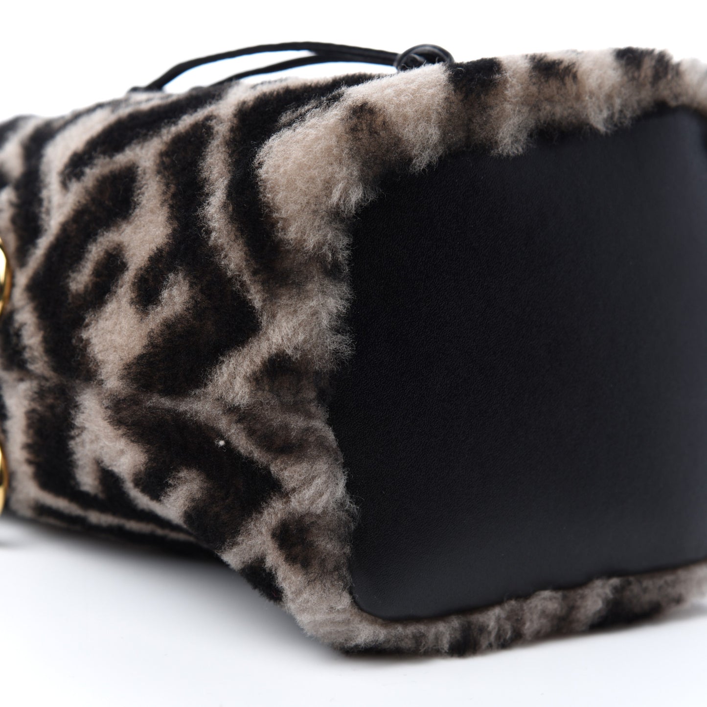 Shearling F is Macro FF 1974 Diagonal Mini Mon Tresor Bucket Bag Dove Black