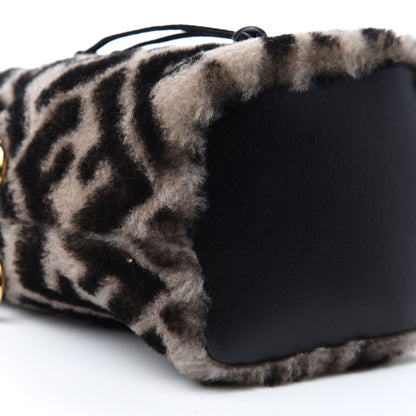 Fendi Shearling F is Macro FF 1974 Diagonal Mini Mon Tresor Bucket Bag Dove Black 6 of 11