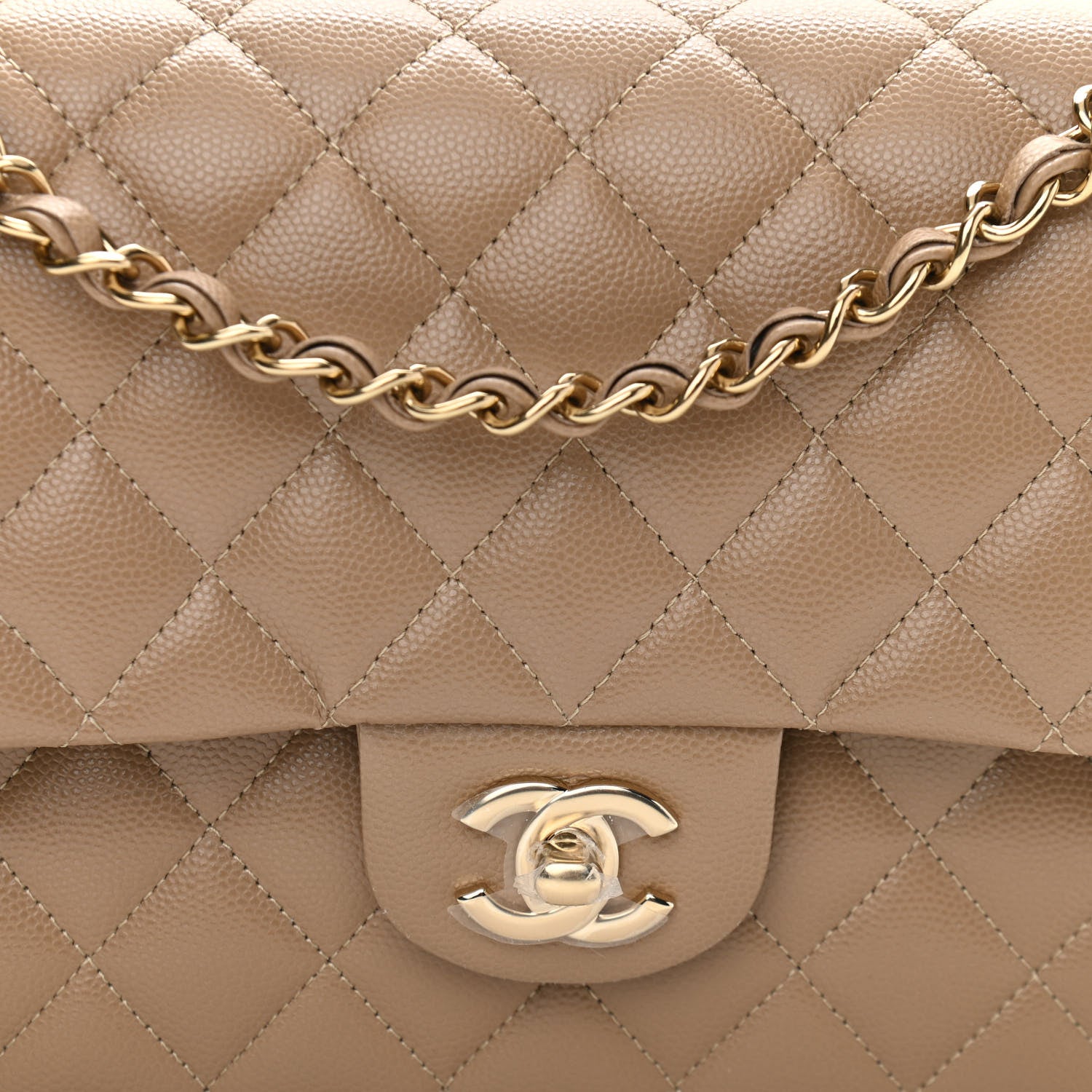 Chanel Caviar Quilted Medium Double Flap Beige 8 of 11