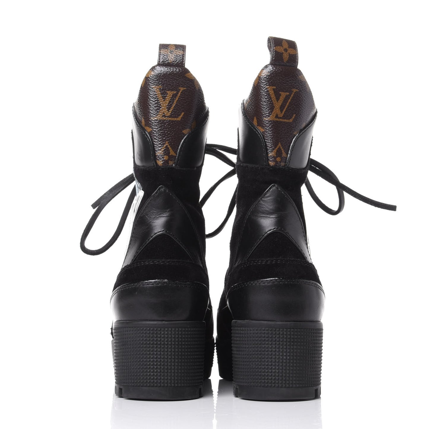 Suede Calfskin Monogram World Tour Platform Desert Boots 37 Black