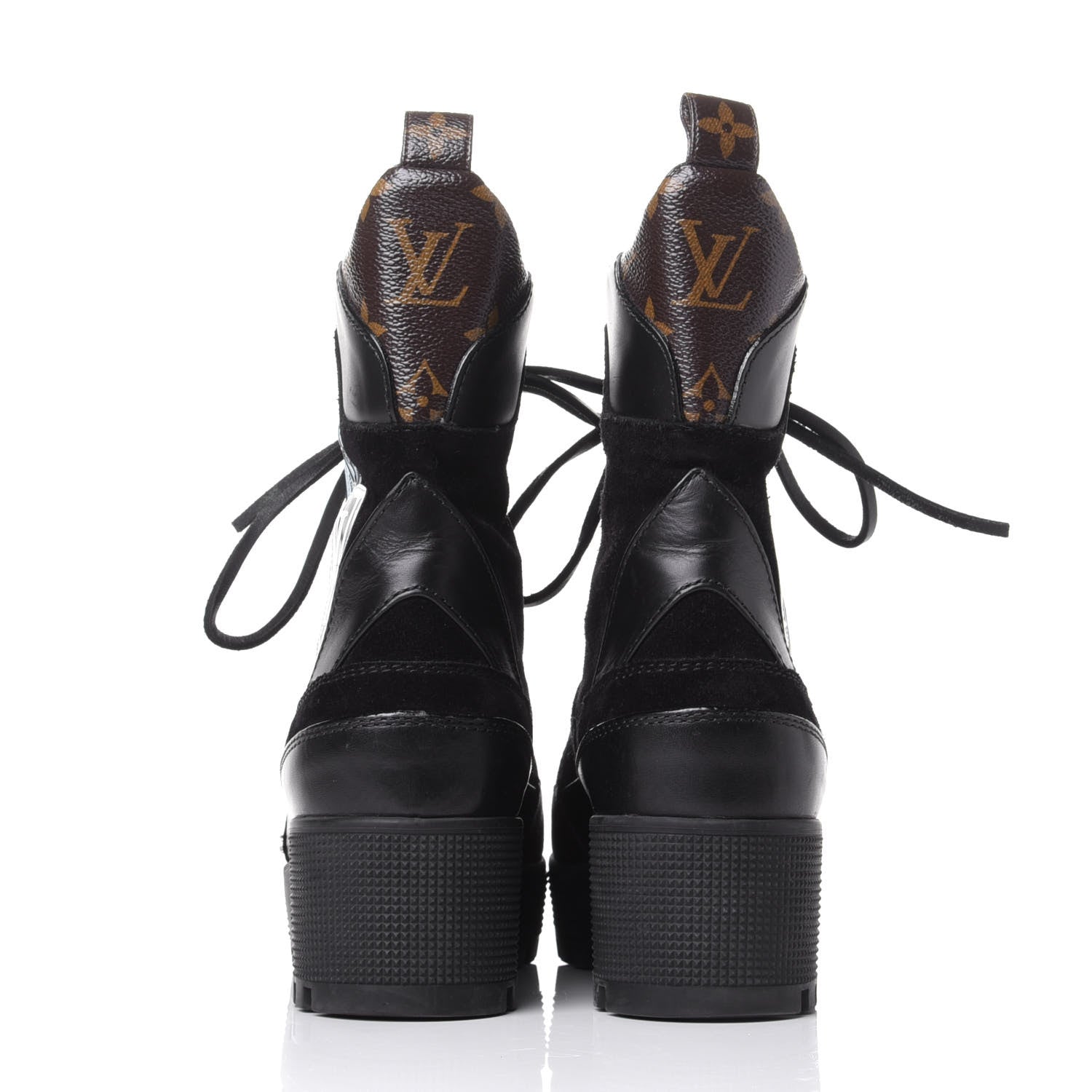 Louis Vuitton Suede Calfskin Monogram World Tour Platform Desert Boots 37 Black 6 of 11