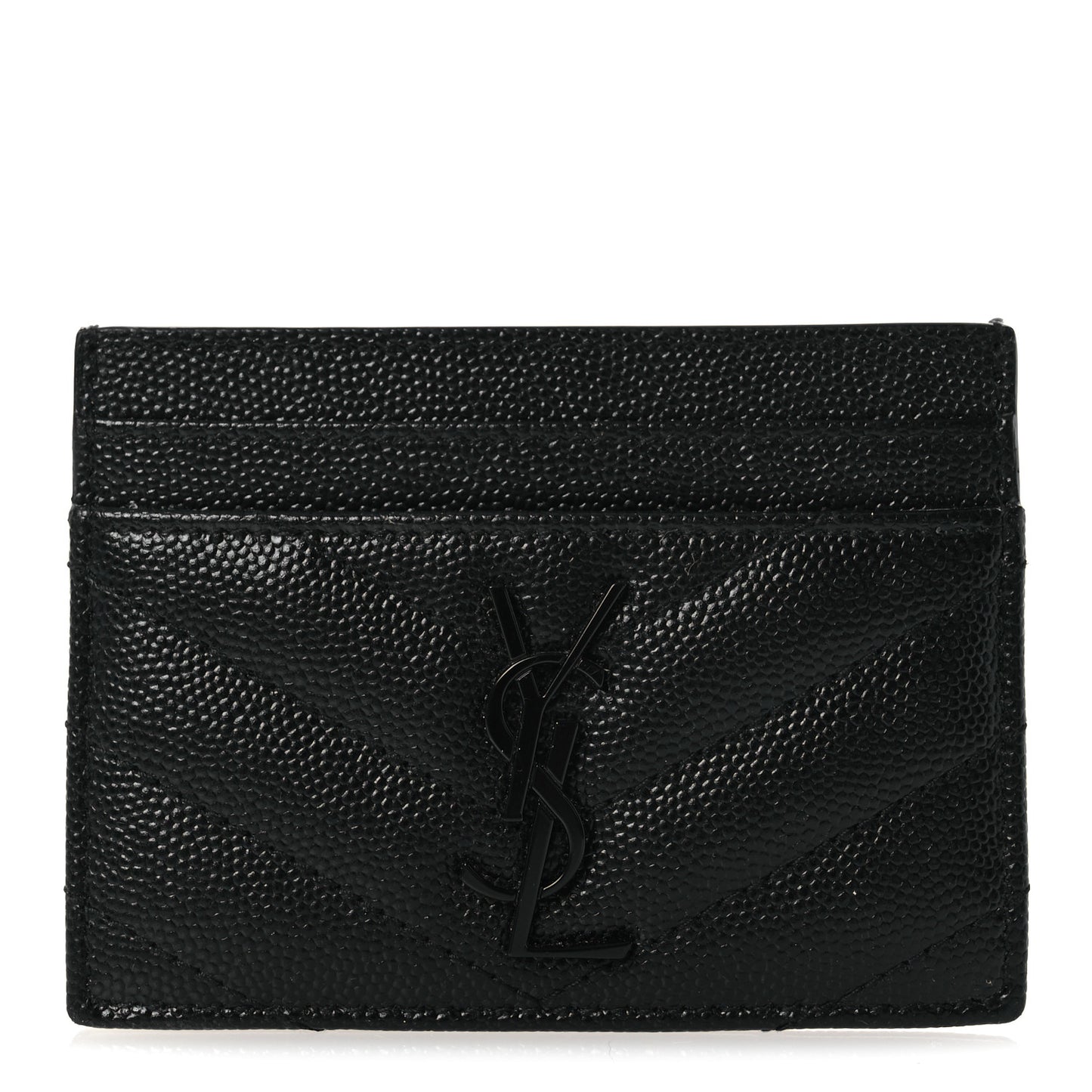 Grain De Poudre Matelasse Chevron Monochrome Monogram Credit Card Case Black
