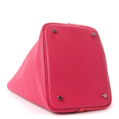 Hermes Taurillon Clemence Casaque Picotin Lock 22 MM Rose Extreme Rose Mexico Rouge De Coeur 4 of 9