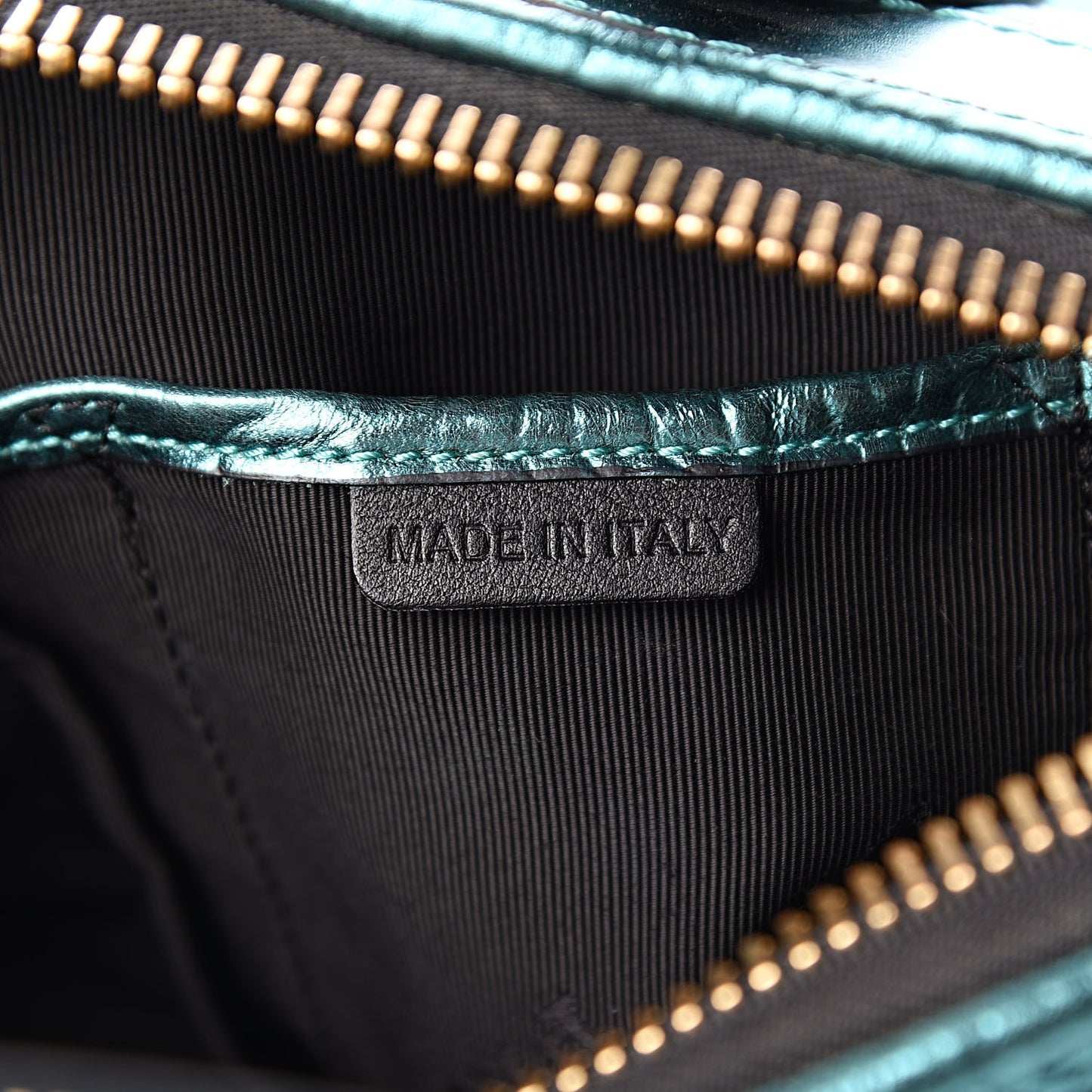 Metallic Calfskin Blaze Satchel Petrol Blue