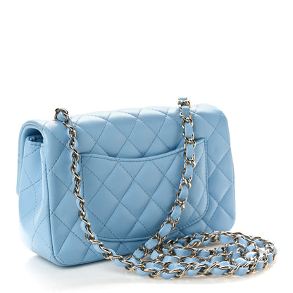 Chanel Lambskin Quilted Mini Rectangular Flap Light Blue 2 of 10