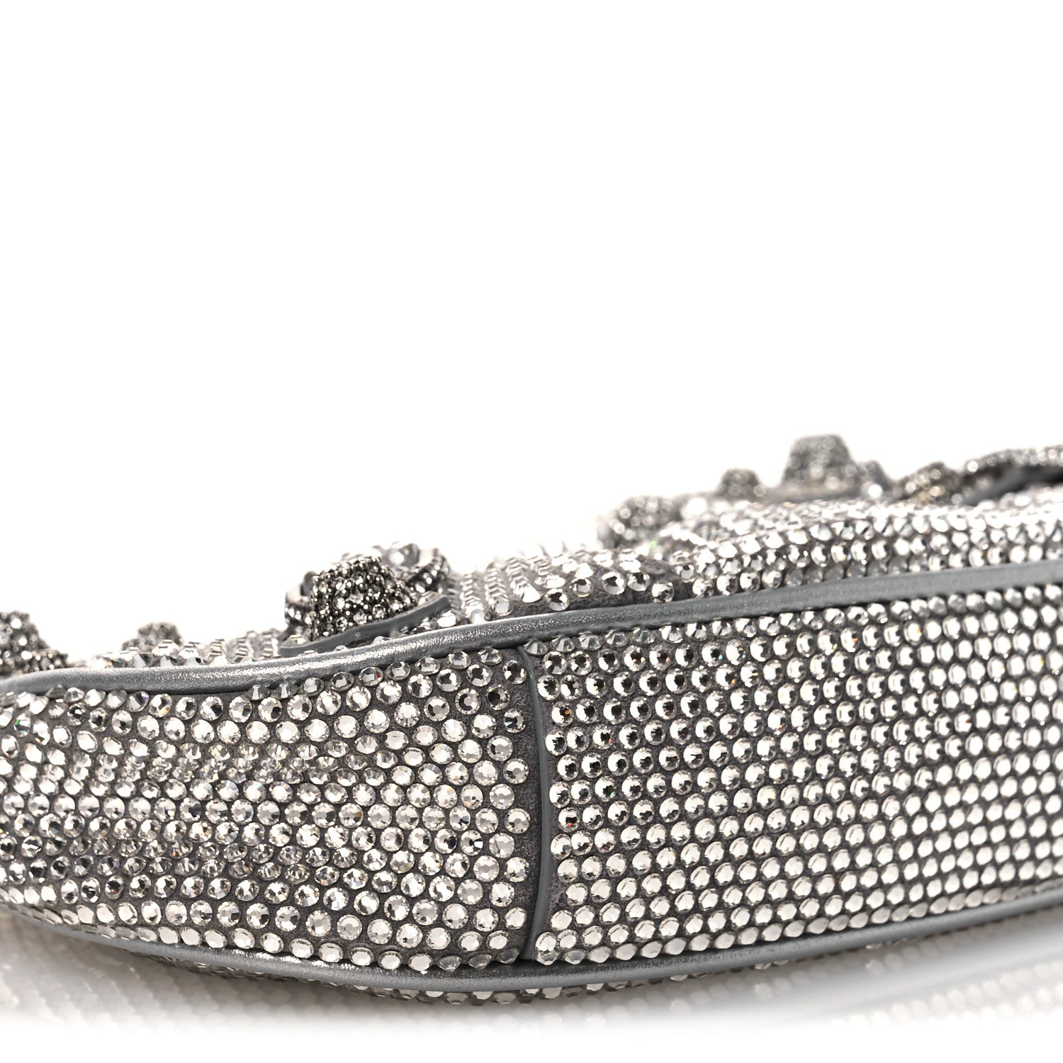 Balenciaga Strass Suede Metallic Nappa Le Cagole Mini Purse With Chain Grey 9 of 12