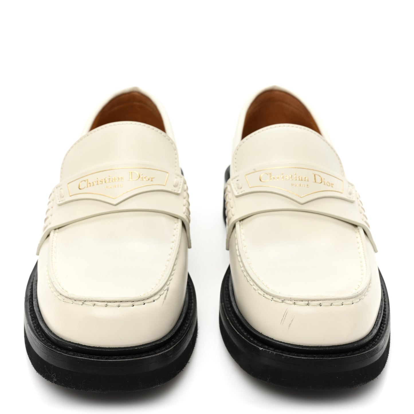 Brushed Calfskin Boy Loafers 35 White