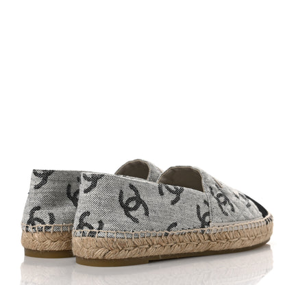 Chanel Cotton Jacquard Grosgrain CC Print Espadrilles 40 Grey Black 4 of 8