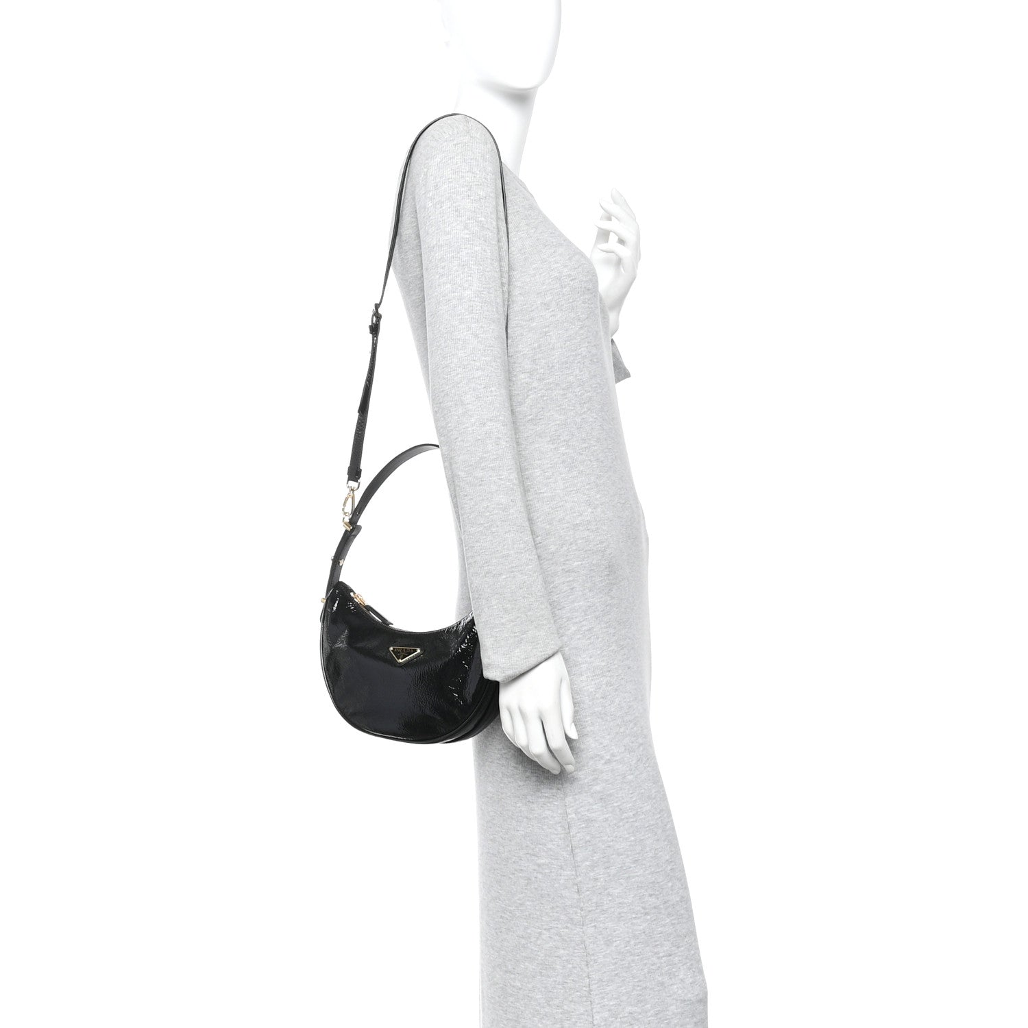 Prada Patent Naplak Arque Shoulder Bag Black 2 of 8