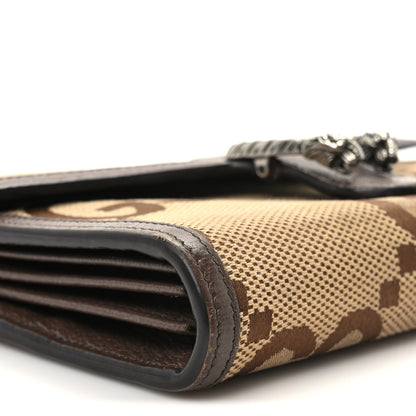 Gucci Monogram Jumbo GG Textured Dollar Calfskin Mini Dionysus Chain Wallet Camel Ebony New Acero 8 of 9