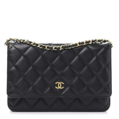 Chanel Lambskin Quilted Wallet On Chain WOC Black 1 of 12