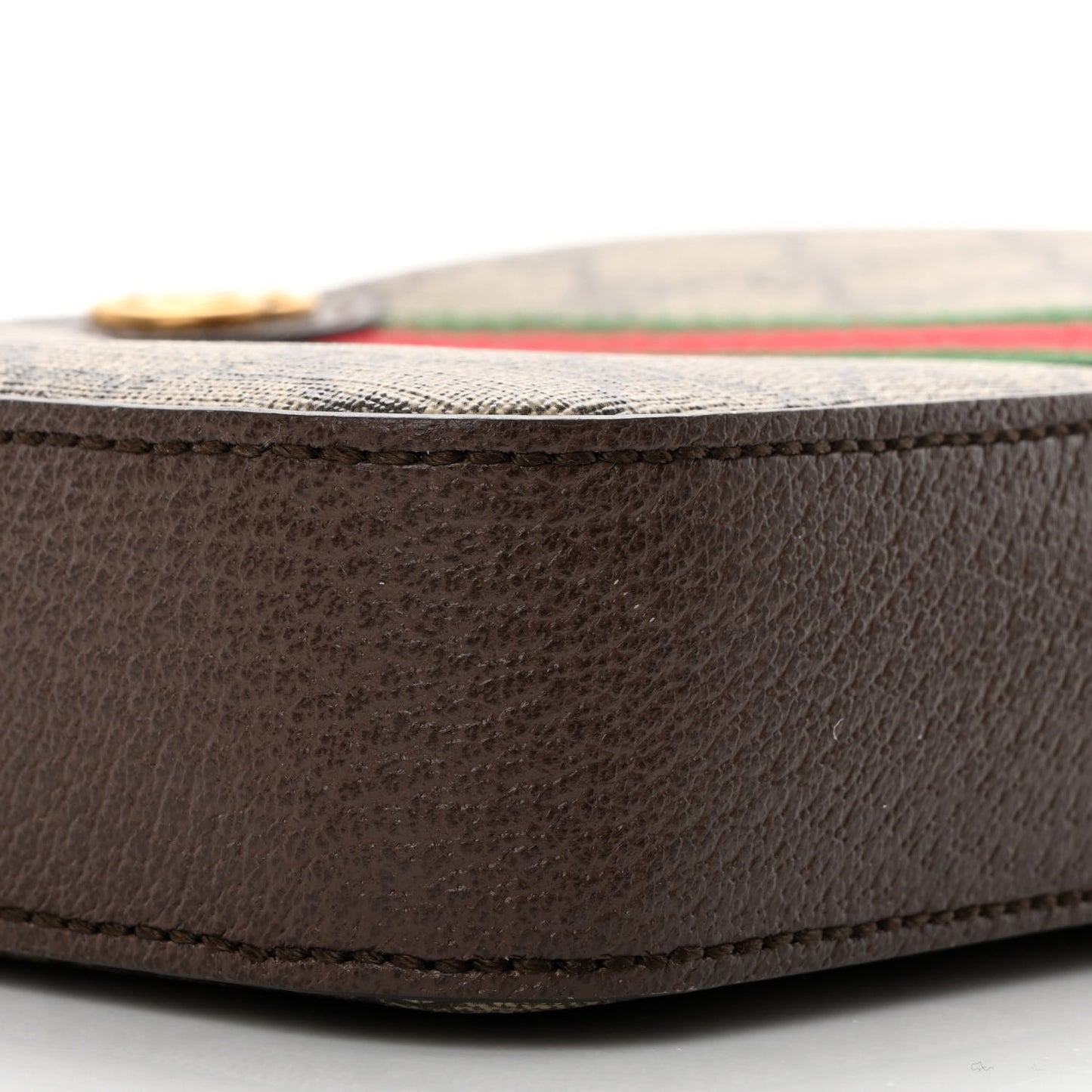 GG Supreme Monogram Textured Dollar Calfskin Web Ophidia Wristlet Shoulder Bag Beige Ebony New Acero