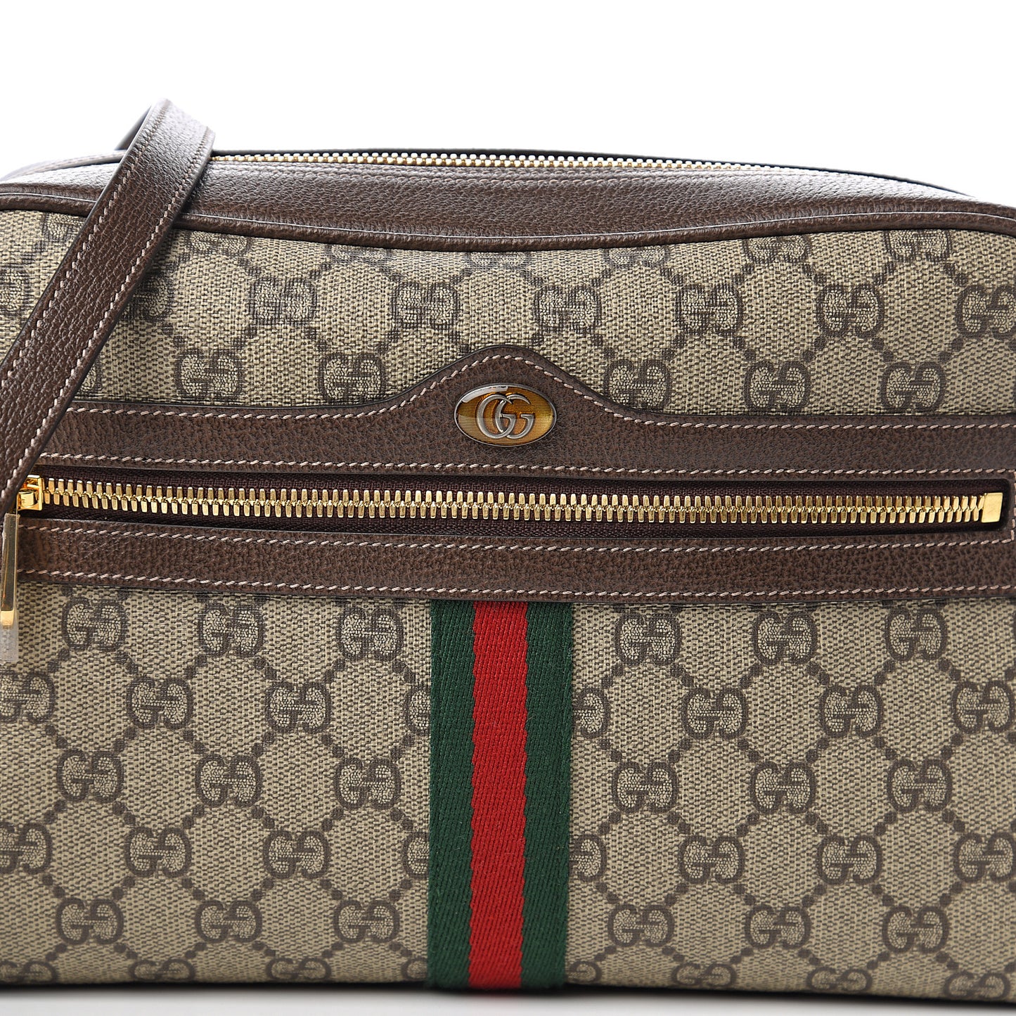 GG Supreme Monogram Web Small Ophidia Shoulder Bag Brown