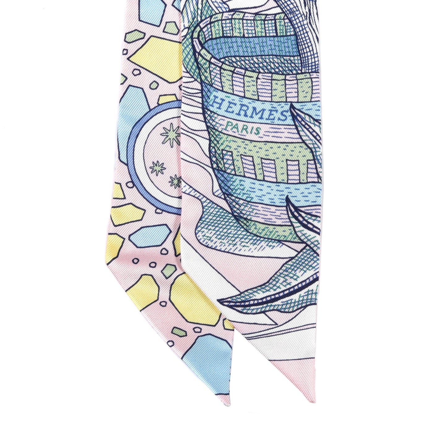 Silk La Danse Des Amazones Twilly Rose Pale Bleu Jaune