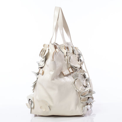 Saint Laurent Patent Downtown Flower Tote Ivory 3 of 9
