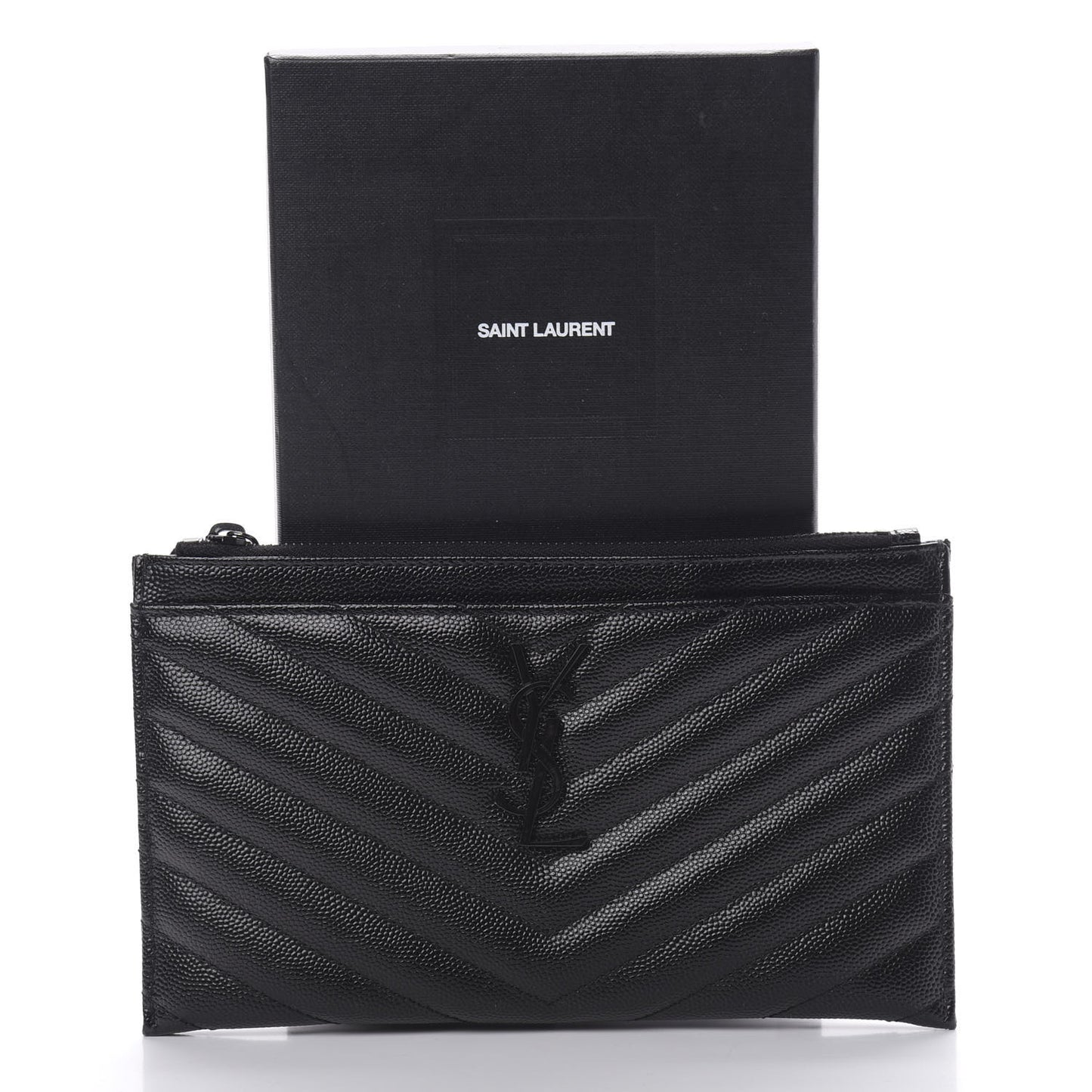 Grain De Poudre Chevron Monogram Bill Pouch Black