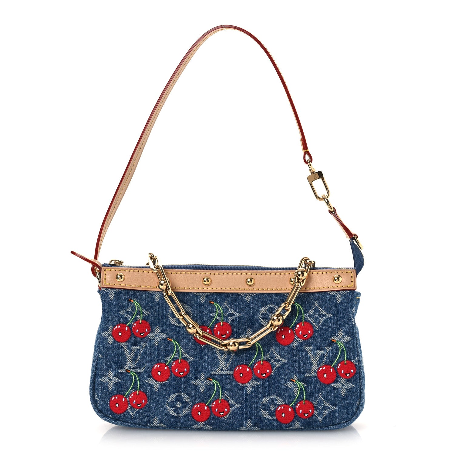 Louis Vuitton LV X TM Monogram Denim Cerises Pochette Accessories Blue 1 of 12