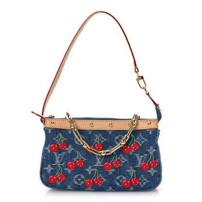 Louis Vuitton LV X TM Monogram Denim Cerises Pochette Accessories Blue 1 of 12