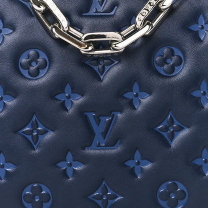 Louis Vuitton Lambskin Embossed Monogram Coussin PM Navy 8 of 11