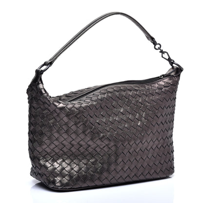 Bottega Veneta Metallic Nappa Intrecciato Small Shoulder Bag Steel 3 of 10