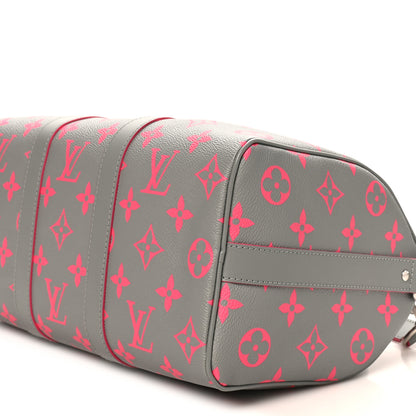 Louis Vuitton Monogram Glow Up Keepall Bandouliere 35 Grey Pink 9 of 9