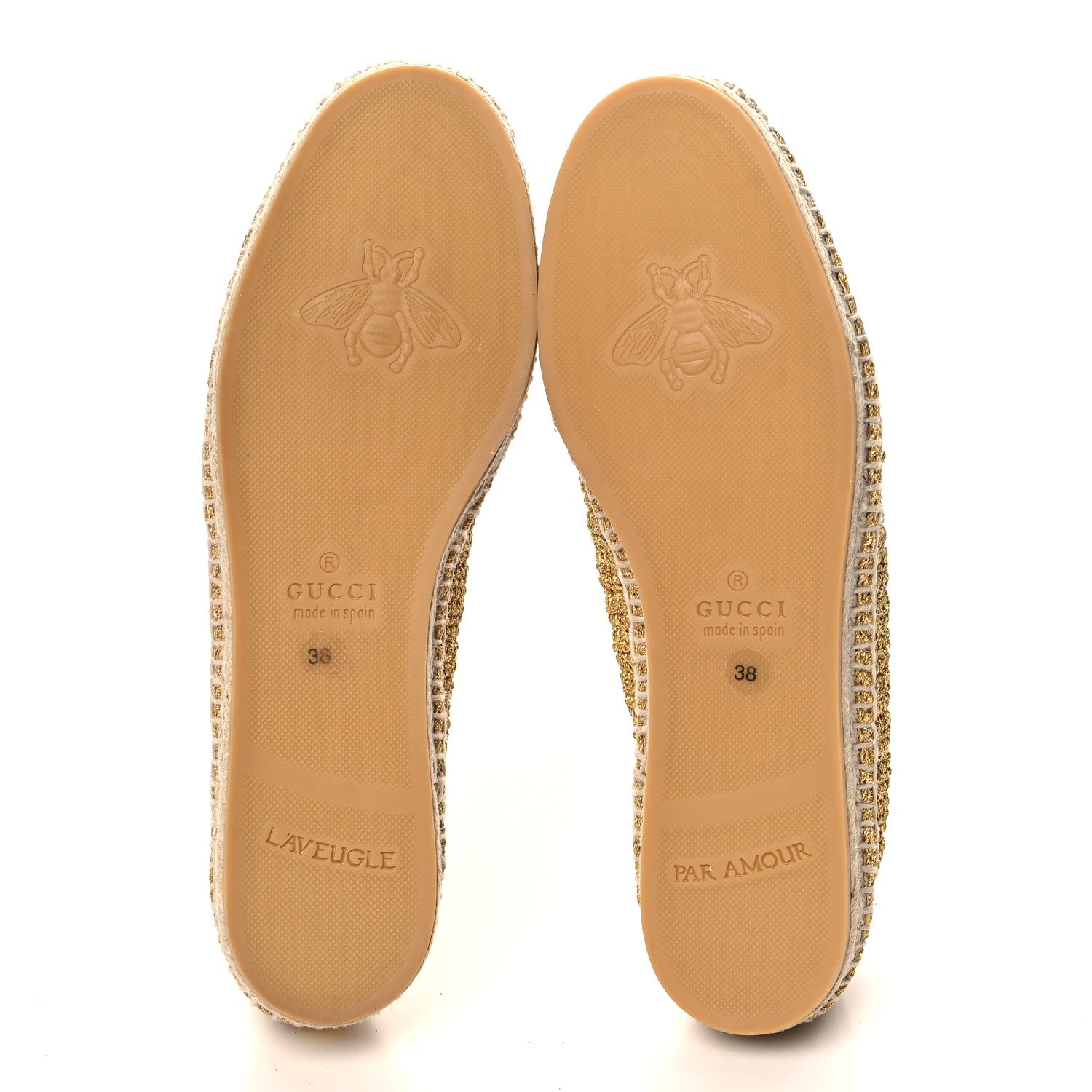Gucci Cotton Malaga Kid Crochet Pearly GG Lilibeth Espadrille 38 Gold 6 of 9
