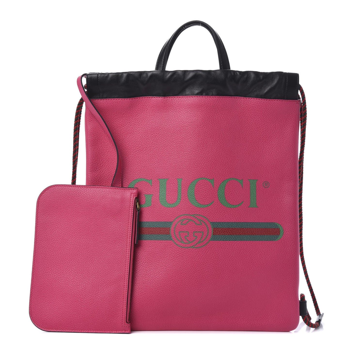 Grained Calfskin Logo Drawstring Backpack Box Pink Green Black