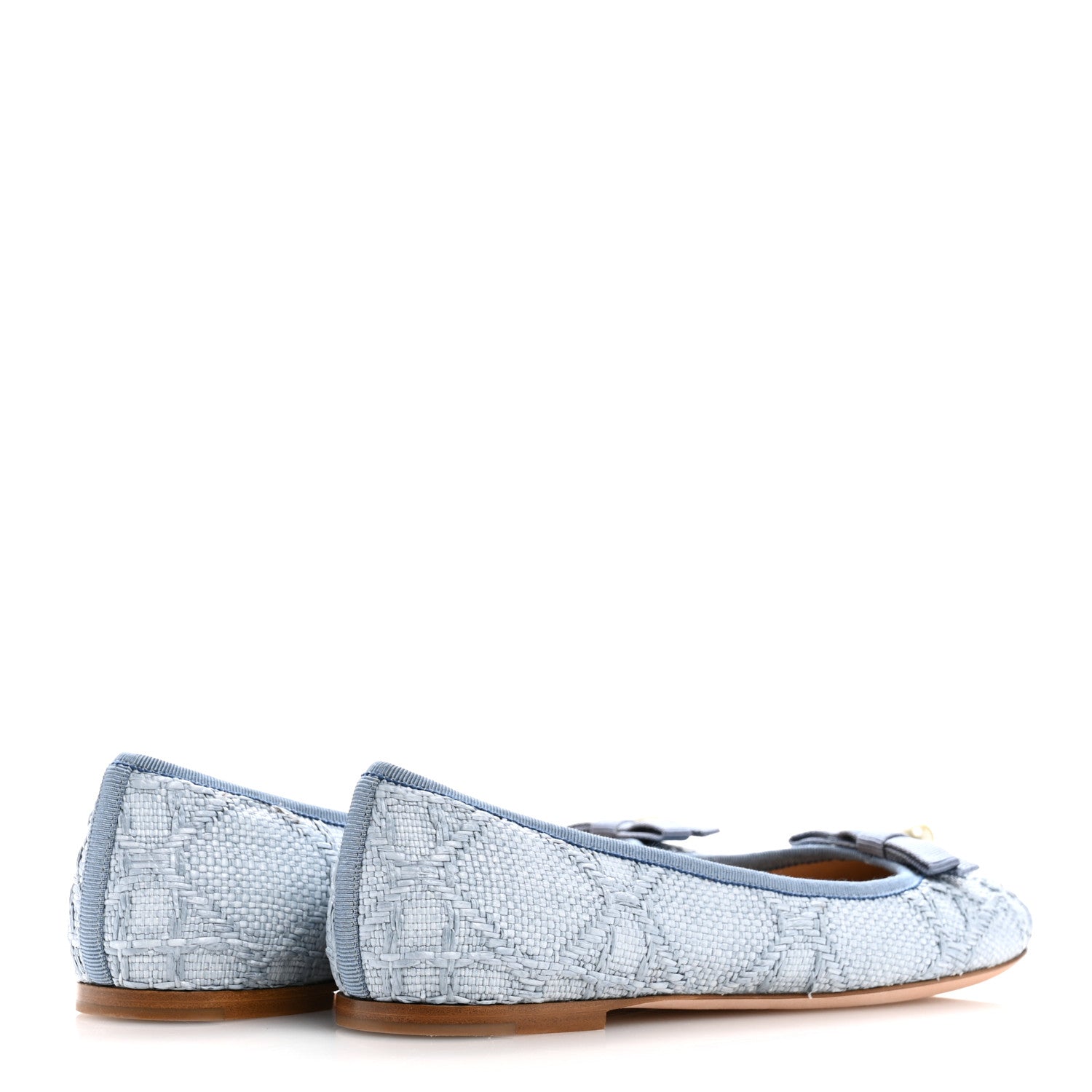 Christian Dior Raffia Cannage Ballet Flat 38.5 Bleu Pastel 5 of 10